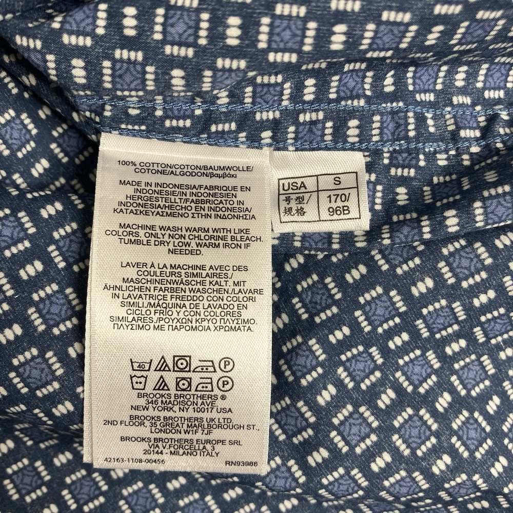 Brooks Brothers Red Fleece Shirt Men S Blue Geometric All Over Print Long Sleeve - Picture 7 of 13